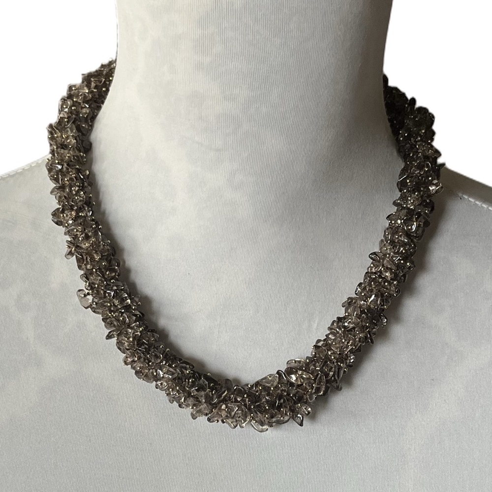 Smokey Quartz Beaded Statement Necklace